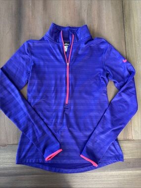 Nike Pro Dri-Fit Purple Quarter-Zip Top with Hot Pink Trim size Medium
